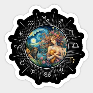 ZODIAC Virgo - Astrological VIRGO - VIRGO - ZODIAC sign - Van Gogh style - 5 Sticker